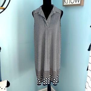 Max Studio navy and cream dress. Size medium.